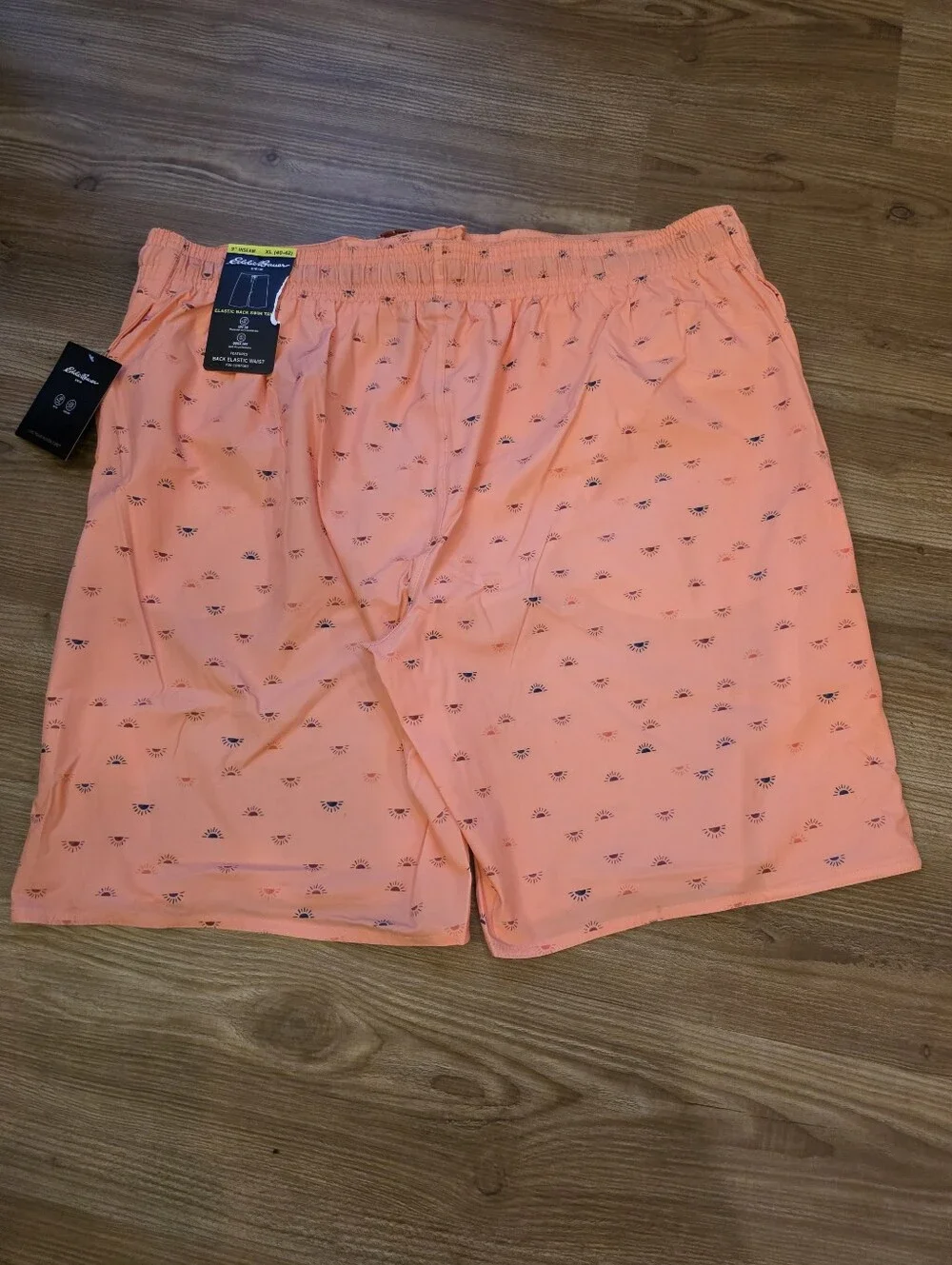 🔹️NWT Eddie Bauer Coral Neon Sun Print Quick Dry Swim Shorts Men's XLarge